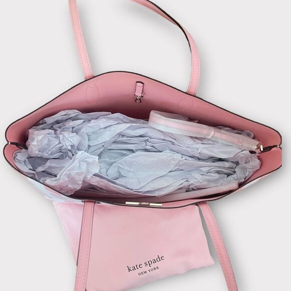 Kate Spade Pink Bag New York All Day Large Tote, Grapefruit Soda Gingham - Picture 5 of 10